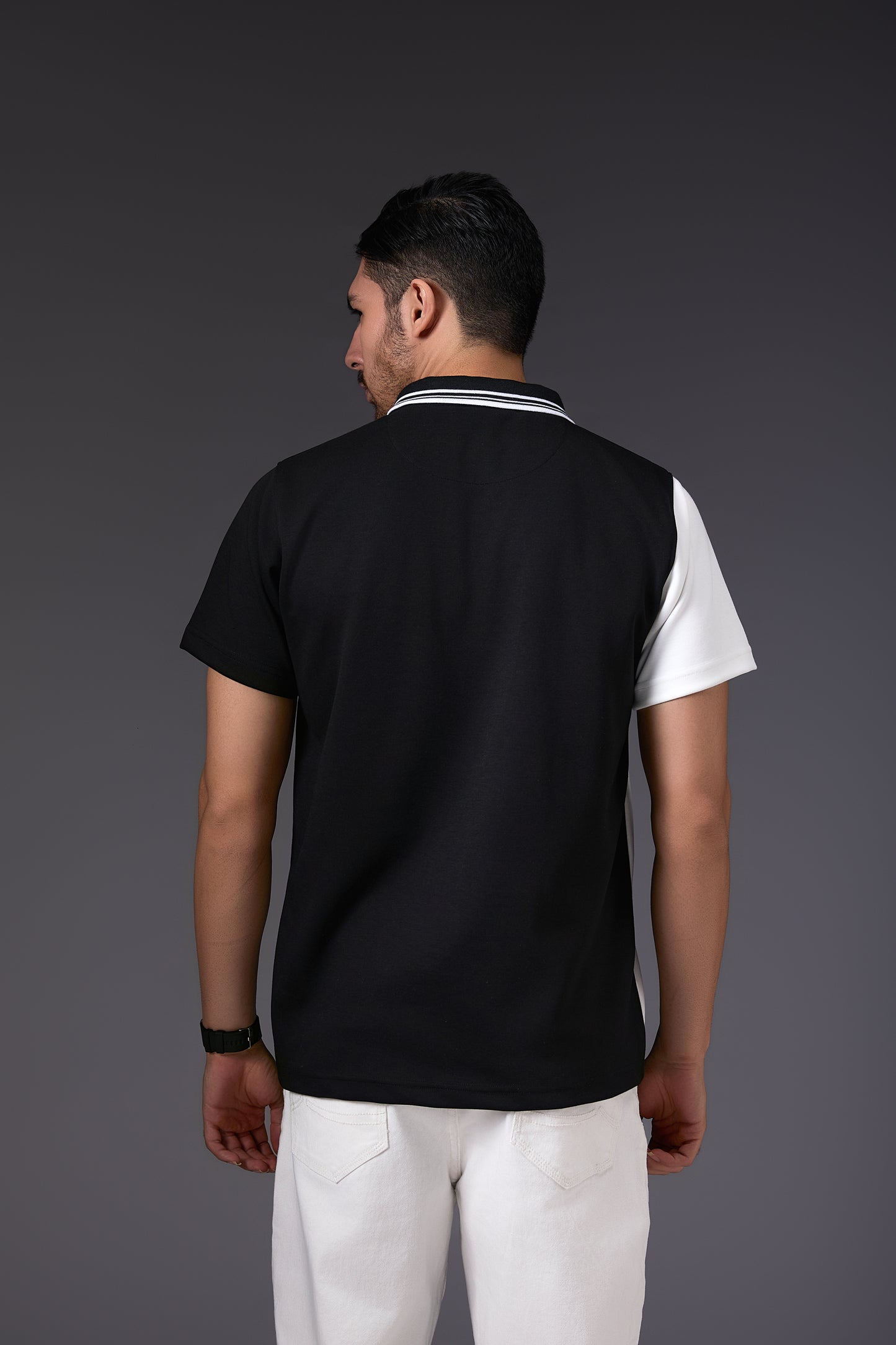 Black Geometrical Polo T-Shirt