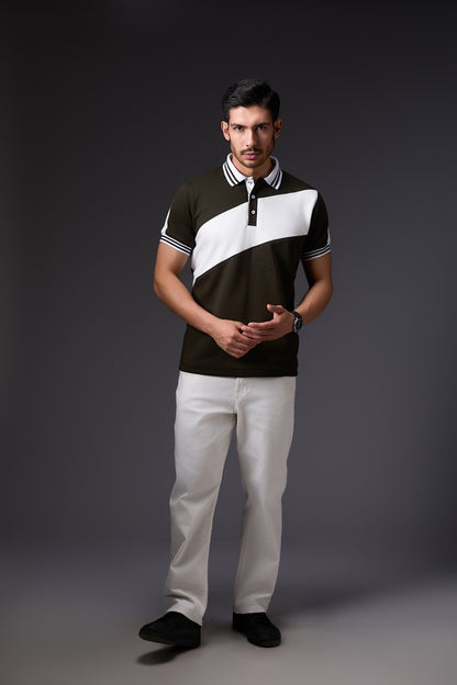 Casual Olive Green Polo T-Shirt