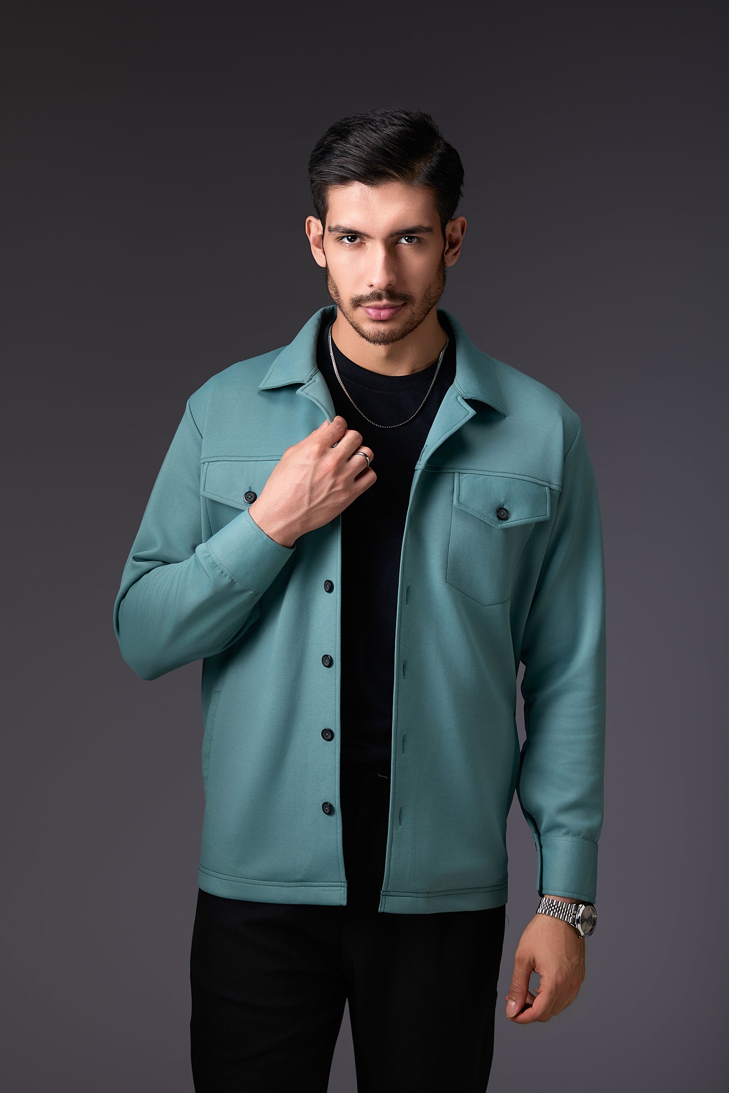 Cadet Blue Utility Shacket