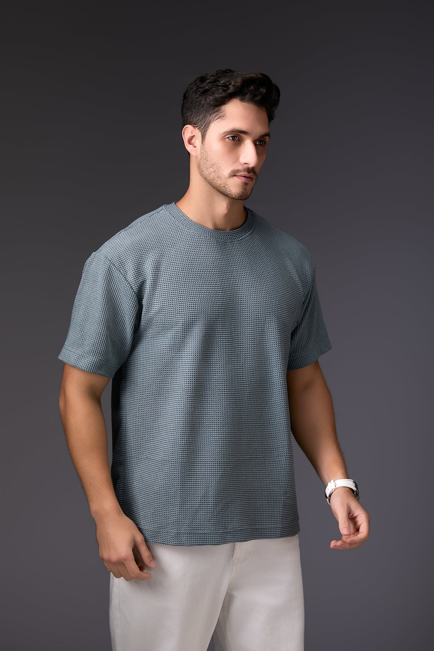 Steel Grey Textured T-Shirt