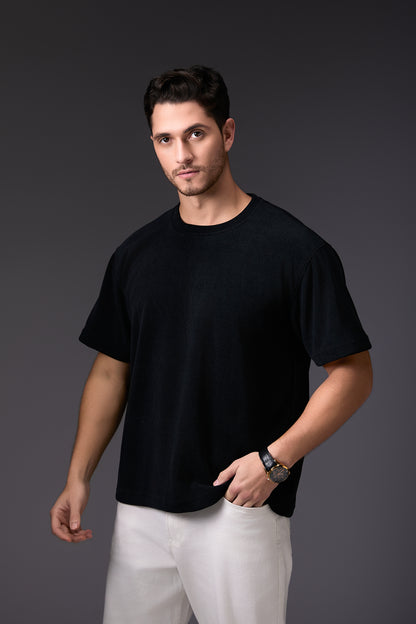 Jade Black Velvet Corduroy-Finished T-Shirt