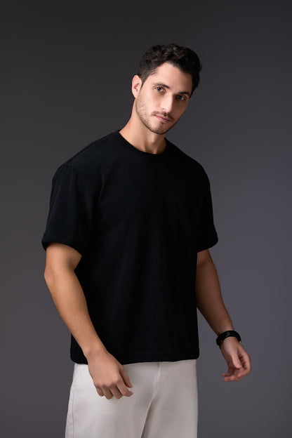 Jade Black Velvet Corduroy-Finished T-Shirt