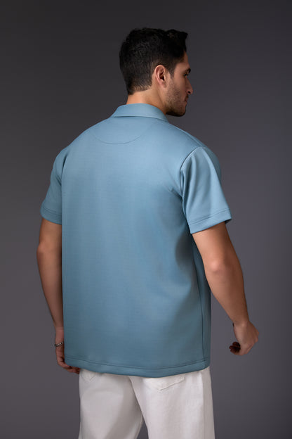Innovative Mint Blue Half Sleeve Shacket