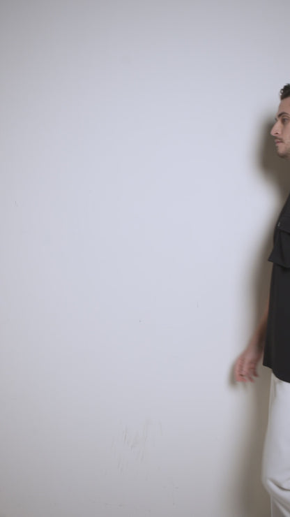 Black 3D Pocket Crew Neck Tee