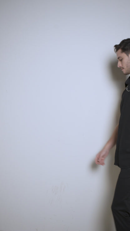 Ebony Black Cotton Concealed Shirt