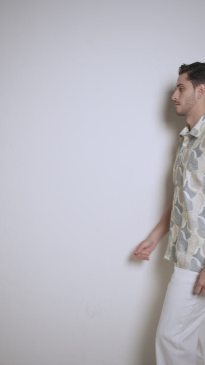 Abstract Grey & White Premium Cotton Shirt